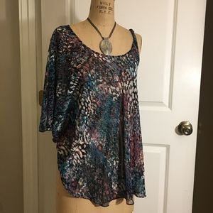 Brand New BEBE asymmetric blouse!